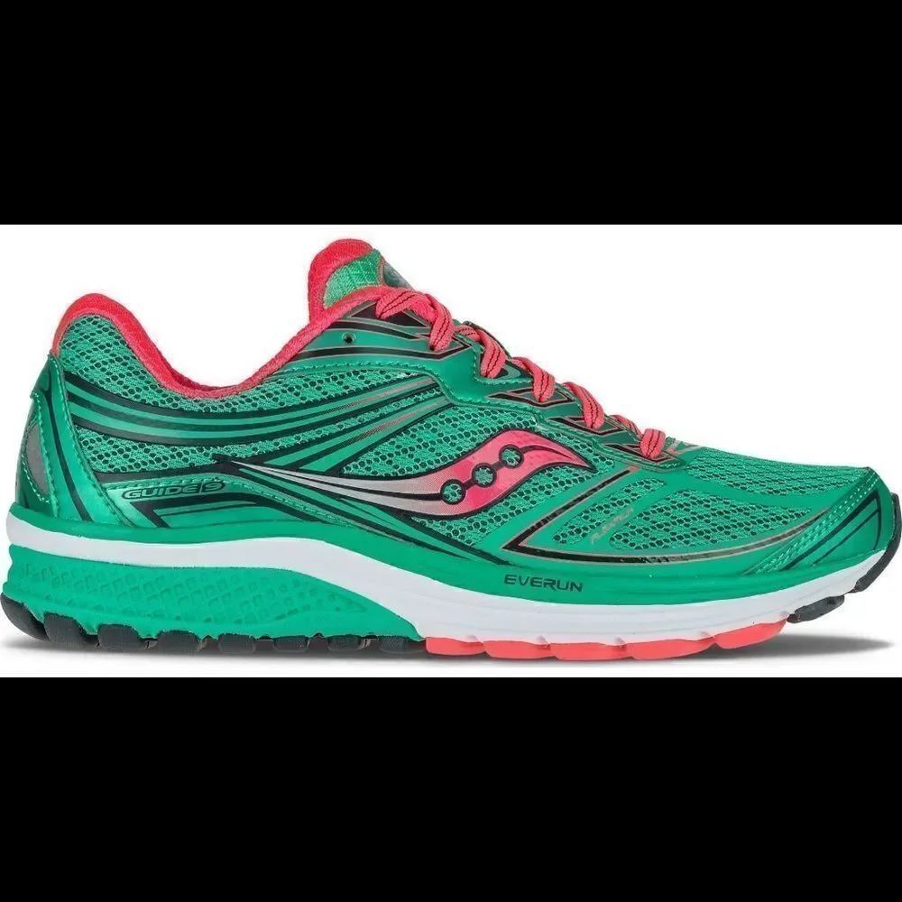 Saucony GUIDE 9 Green, Coral and White Running shoes